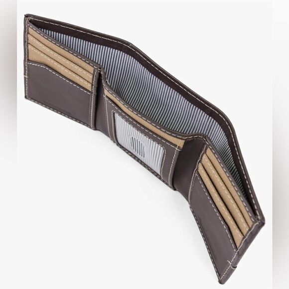 Timberland mens Canvas & Leather Trifold Wallet, Khaki, One Size US - Picture 5 of 5